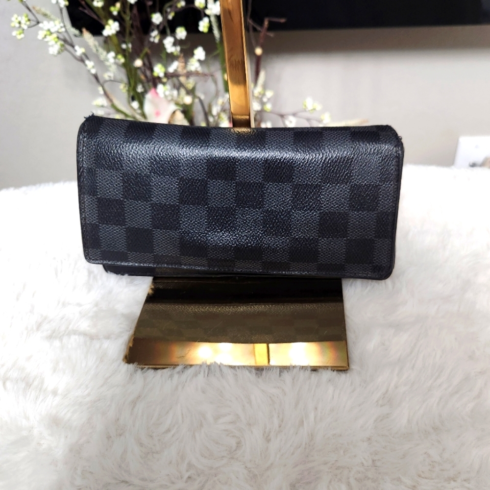 LOUIS VUITTON Portefeuille Brazza Long Wallet Damier Graphite w/ flaws